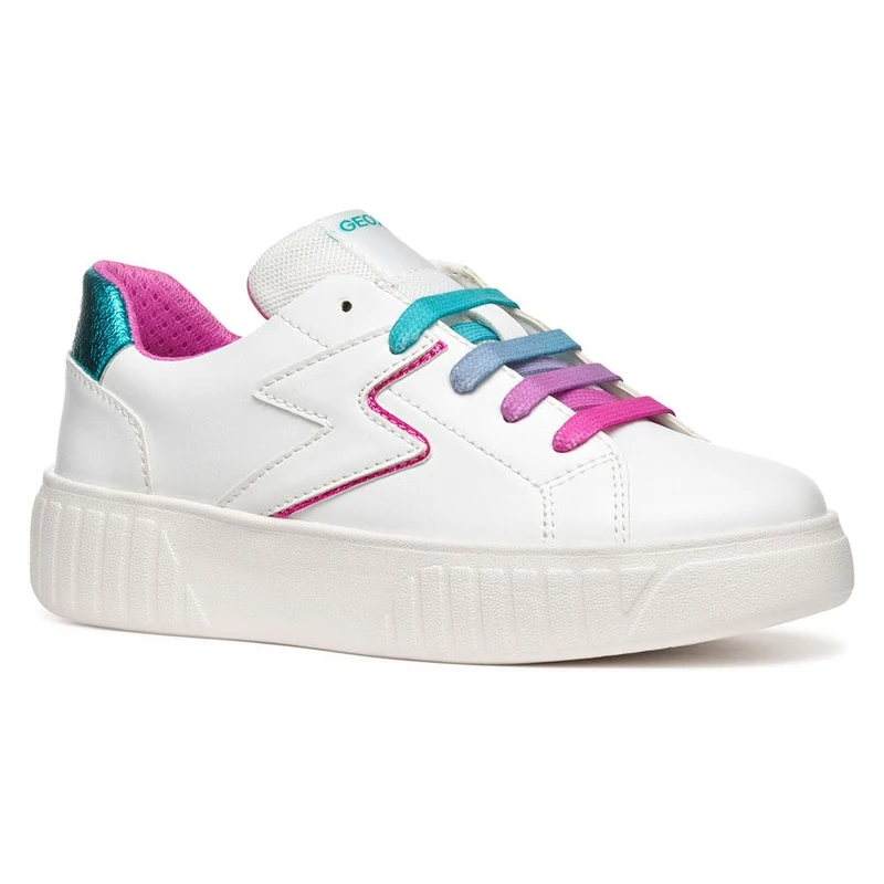 Geox J MIKIROSHI Girl A Sneaker, White/Multicolor, 5 UK