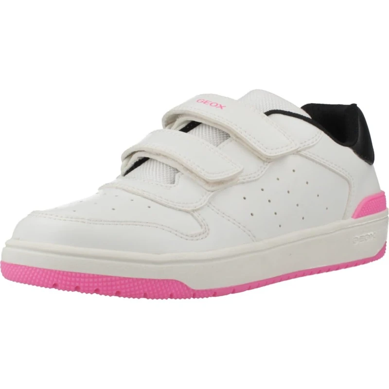 Geox J WASHIBA Girl B Sneaker, White/Black, 0.5 UK