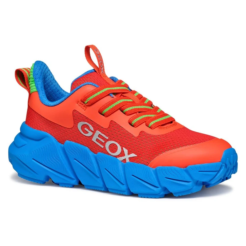 Geox J FLEXYPER Fast BOY Sneaker, Red/Lt Blue, 1 UK