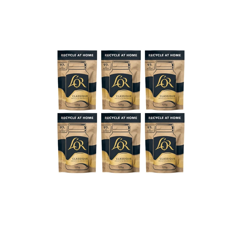 L’OR Classique Instant Coffee Refill 125G (Pack of 6, Total 750G) - Image 1