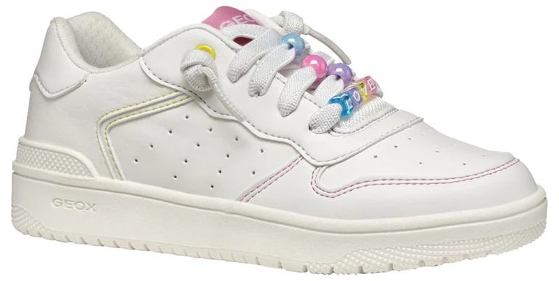 Geox Girls' J Washiba Girl D Trainers, White/Pink, 11.5 Child UK