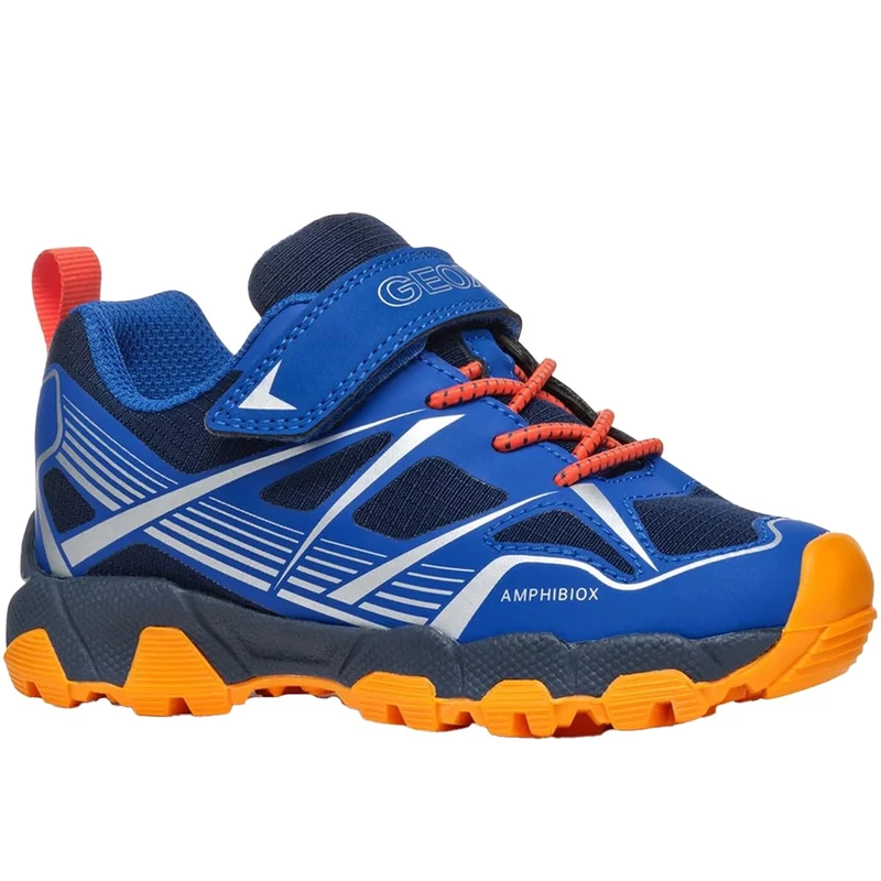 Geox J MAGNETAR BOY B ABX Sneaker, Royal/Orange, 4.5 UK - Image 1