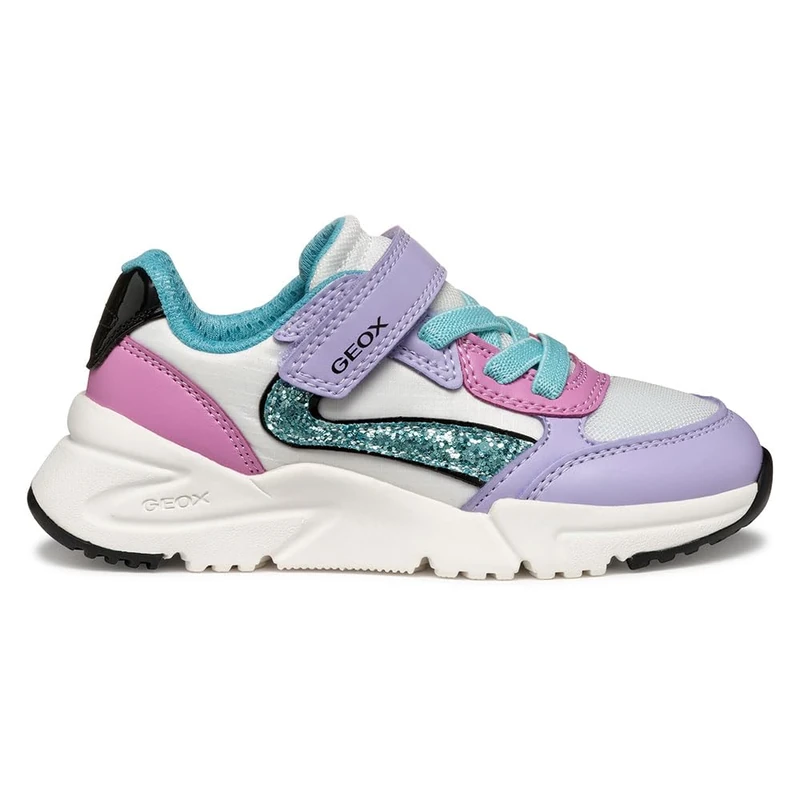 Geox J Loftus Girl A, Girls’ Sneaker, Lilac/Turquoise,
