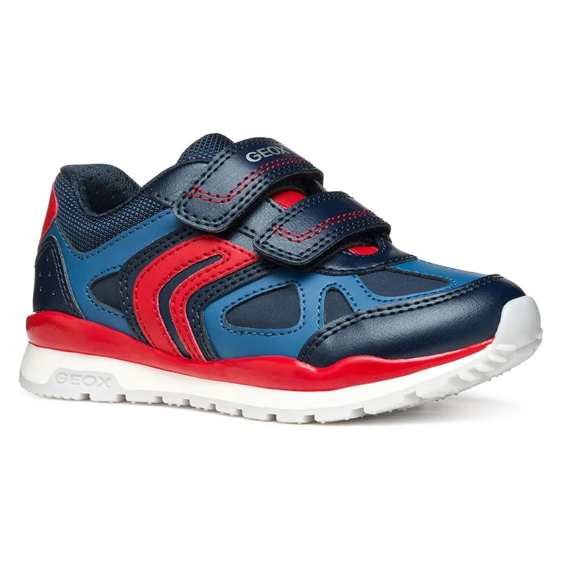 Geox J Pavel D Boys’ Sneaker, Navy/Red, 2.5 UK