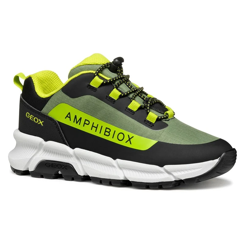 Geox J FLEXYPER Plus BOY Sneaker, Olive, 4.5 UK