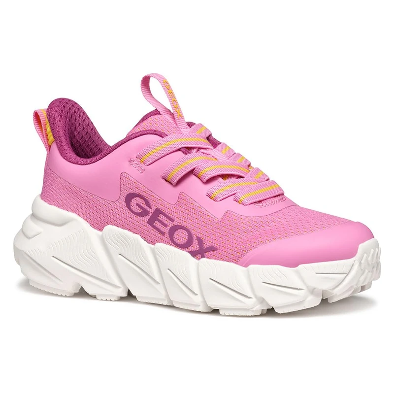 Geox J FLEXYPER Fast Girl, Girls’ Sneaker, Pink/Yellow,