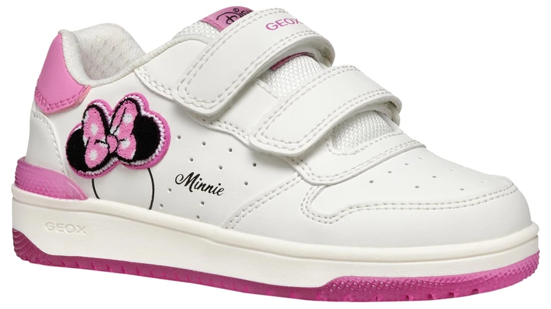 Geox J WASHIBA Girl B Sneaker, White/Fuchsia, 11 UK Child - Image 1