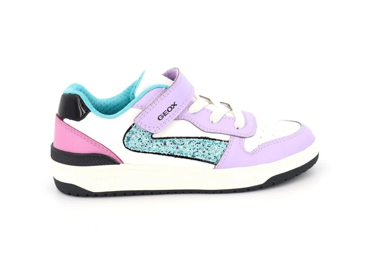 Geox Girl's J Washiba Girl a Sneaker, Lilac Turquoise, 13 UK