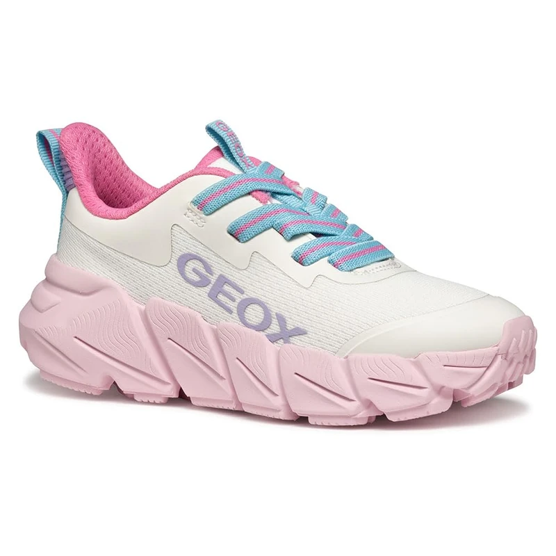 Geox J FLEXYPER Fast Girl, Girls’ Sneaker, White/Pink,