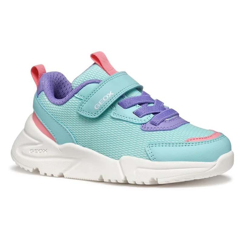 Geox J Loftus Girl A Sneaker, Aqua/Lilac, 13 UK