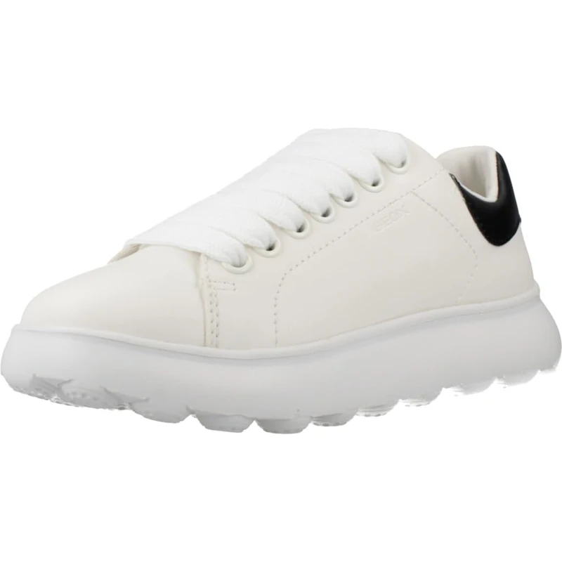 Geox J PUFFYPOP Girl A Sneaker, White/Black, 1 UK