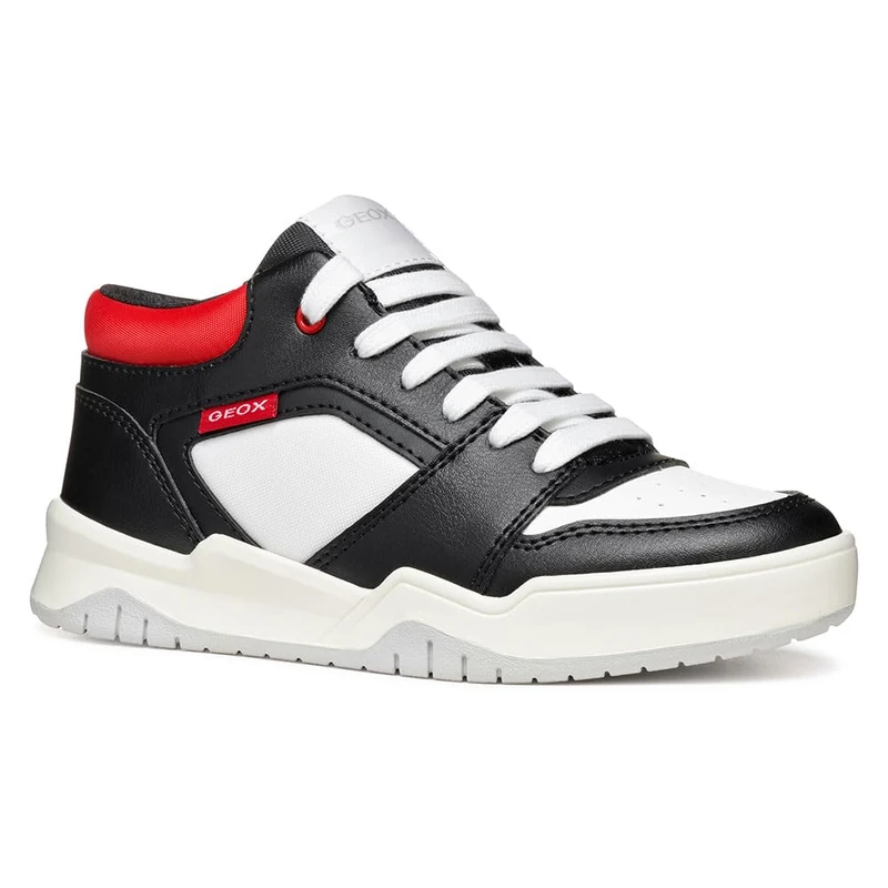 Geox Boys J Perth Boy Sneaker, Black Red, 2 UK