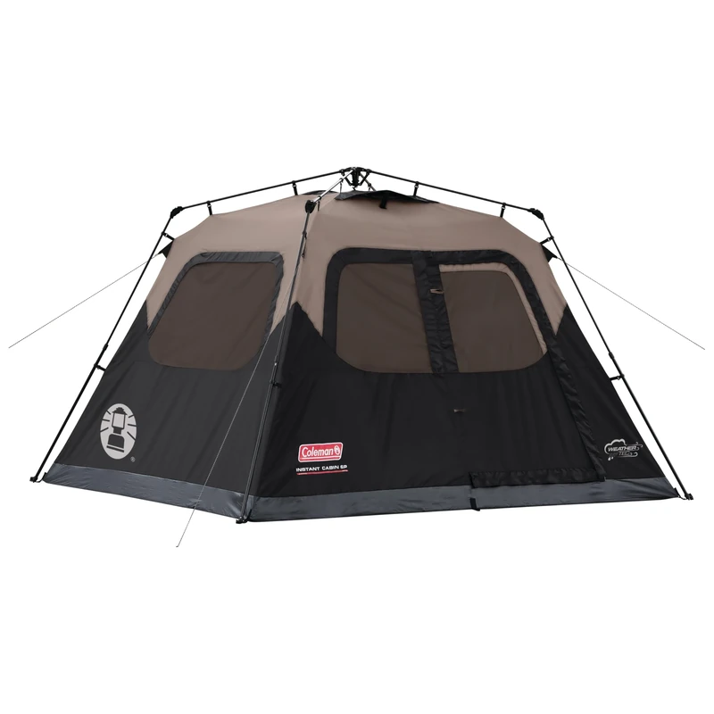 Coleman Cabin Tent with immediate installation in 1 minute, for 4/6/8/10 people with weatherproof floor, pre-fixed bars, ventilation hole and carrying bag