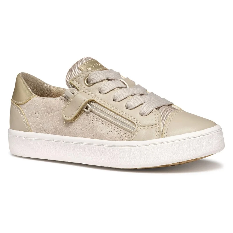 Geox J Kilwi Girl A Sneaker, Beige/Platinum, 10 UK Child
