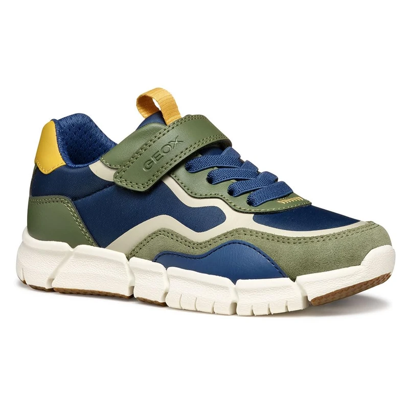Geox J FLEXYPER BOY A Sneaker, Military/Blue, 1 UK