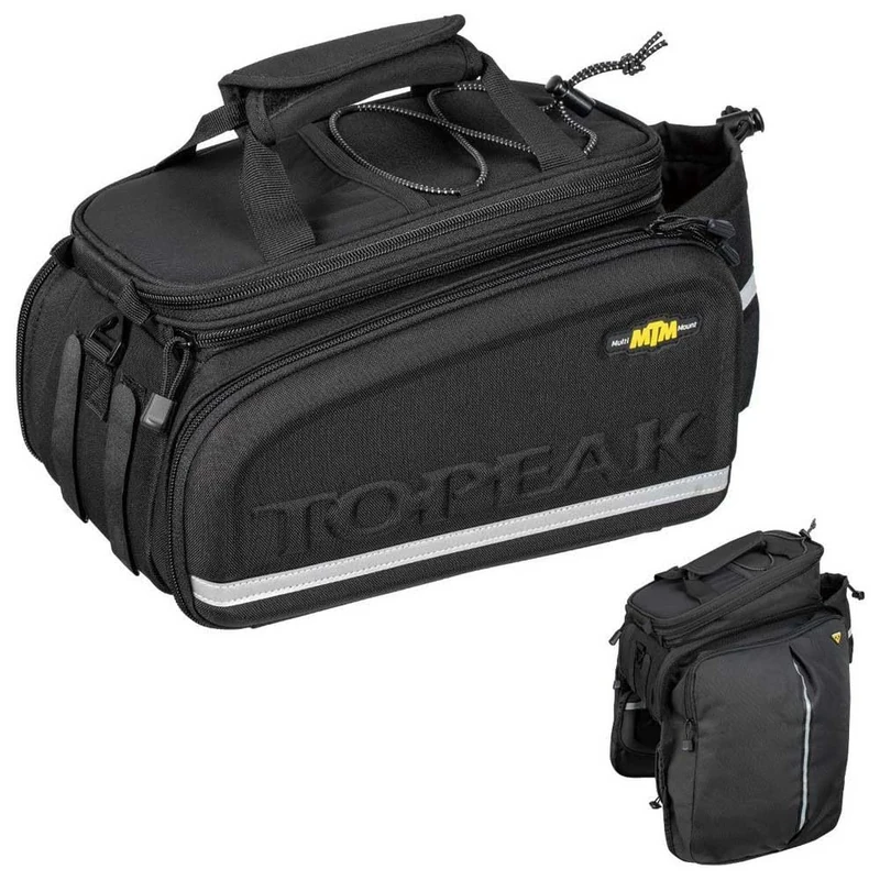 Topeak MTM Multi Mount TrunkBag DXP, Water Resistant Cycle Trunk Bag with expandable pannier sides to fit KLICKfix/Racktime Snapit or MIK Adapter Pannier Racks, Black