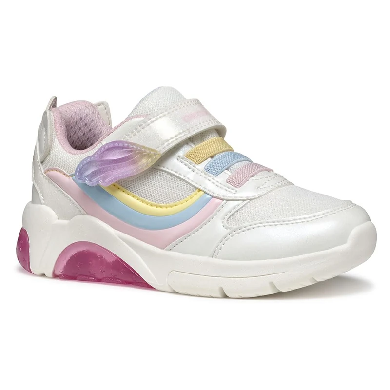 Geox J FADINLIGHT Girl A, Girls’ Sneaker, White/Multicolor,