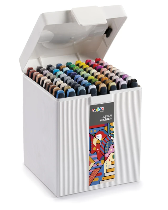 CARIOCA Colori Plus Sketch Marker Dual Tip Markers Chisel and Brush, Alcohol-Based Ink, Light Odor, Quick Drying (Box of 80 Acrylic Markers)