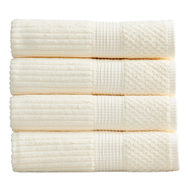 Springtree Home 100% Cotton Bath Towel Set | 4-Pack | Textured | Cream
