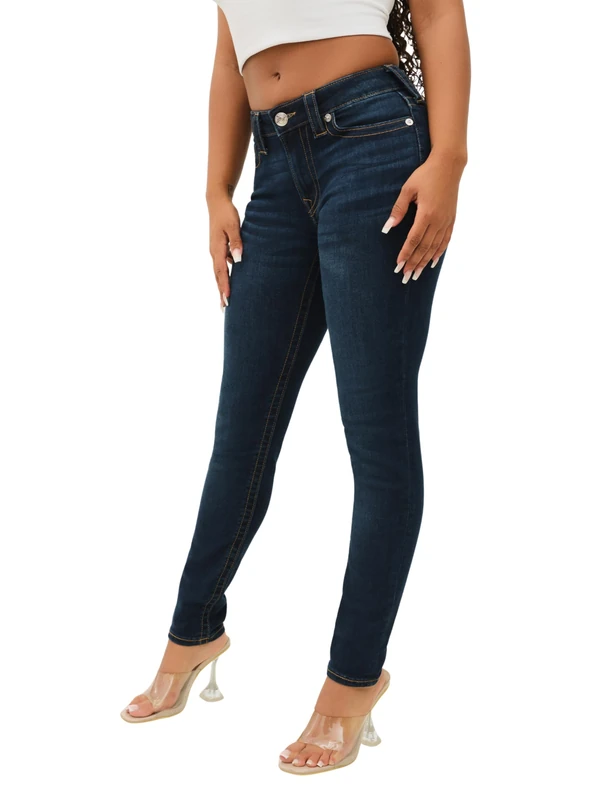 True Religion Women's Halle Mid Rise Super Skinny, Indigo Upgrade, 28