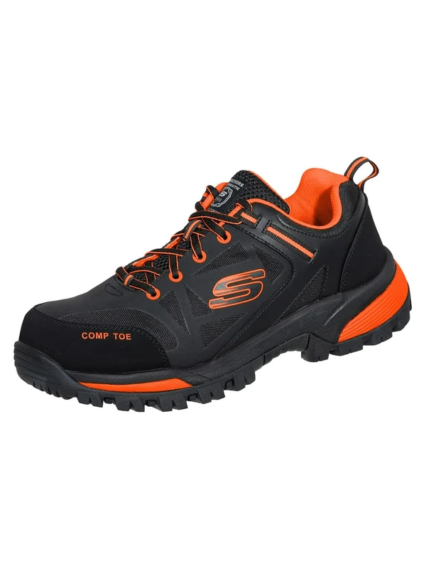 Skechers Men's Gatlon Strigax Work Shoes, Black Orange Leather/Synthetic/Textile, 9.5 UK