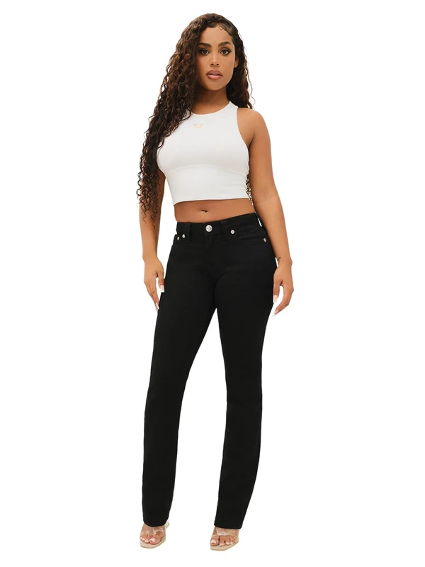 True Religion Women's Billie Mr Straight, Black Body Rinse, 24