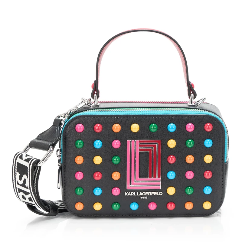 KARL LAGERFELD Women's Simone Crossbody Cross Body, Black Multi, One Size