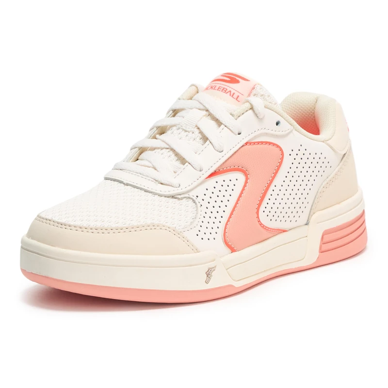 Skechers Women's Viper Court Classic Pickleball-Shoes, Off White Leather/Textile/Synthetic/Pink T, 4 UK