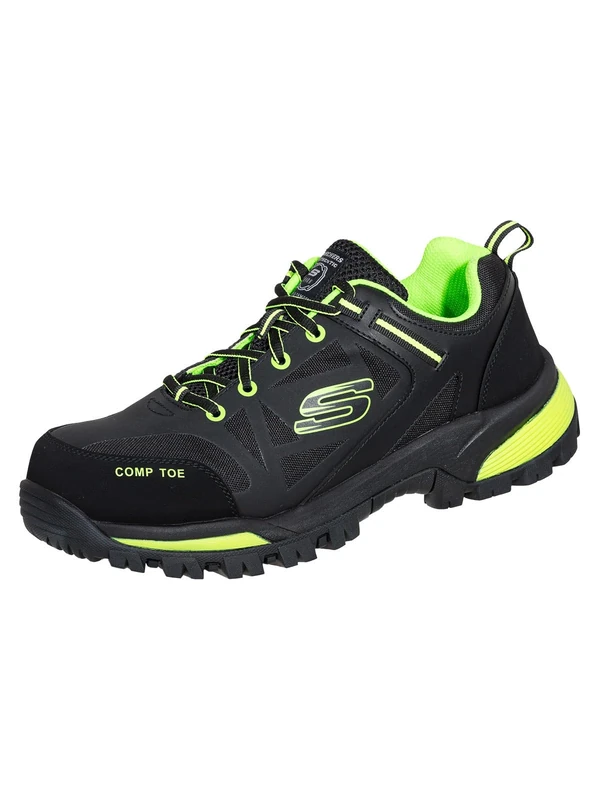 Skechers Men's Gatlon Strigax Work Shoes, Black Lime Leather/Synthetic/Textile, 9 UK