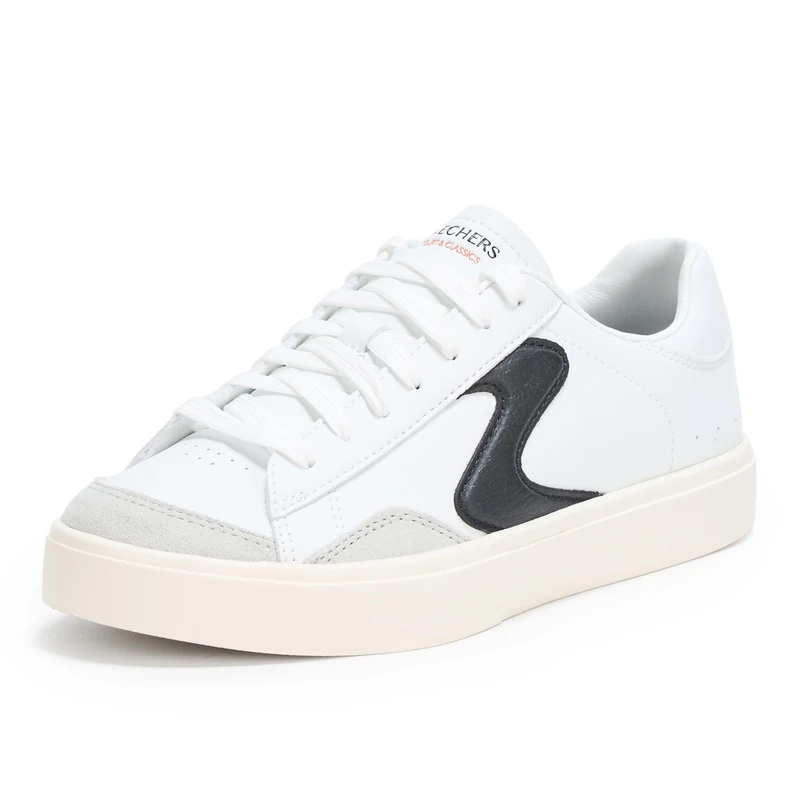 Skechers Women's Eden Lx Slick Talk Sneaker, White/Black Duraleather/Gray Trim, 5.5 UK