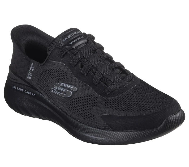 Skechers Men's Bounder 2.0 Emerged Slip-On Sneakers, Black Mesh/Synthetic, 10.5 UK
