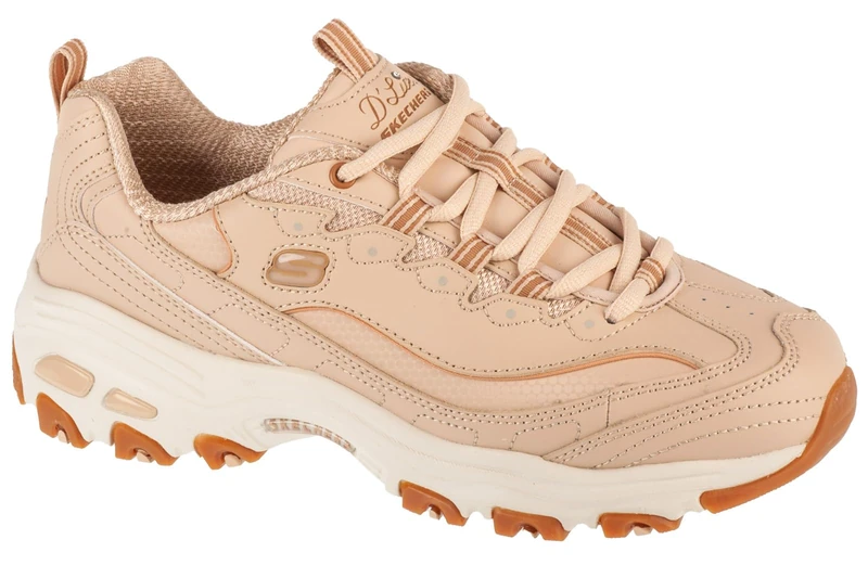 Skechers Women's D'Lites Good Neutral Sneaker, Natural Leather/Duraleather/Gum Trim, 3 UK