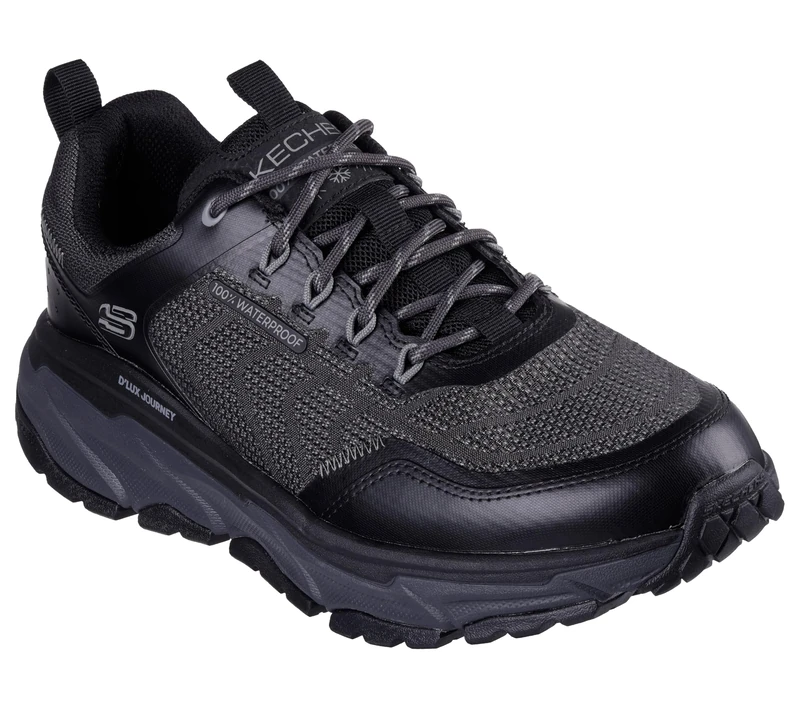 Skechers Men's D'Lux Journey Defender Stitch Trekking Low Cut Shoes, Black Synthetic/Textile/Trim, 6 UK