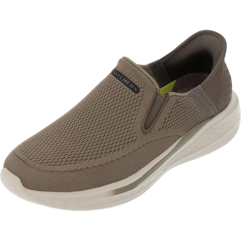 Skechers Men's Slade Deacon Slip-On Sneakers, Taupe Knitted Mesh, 7 UK