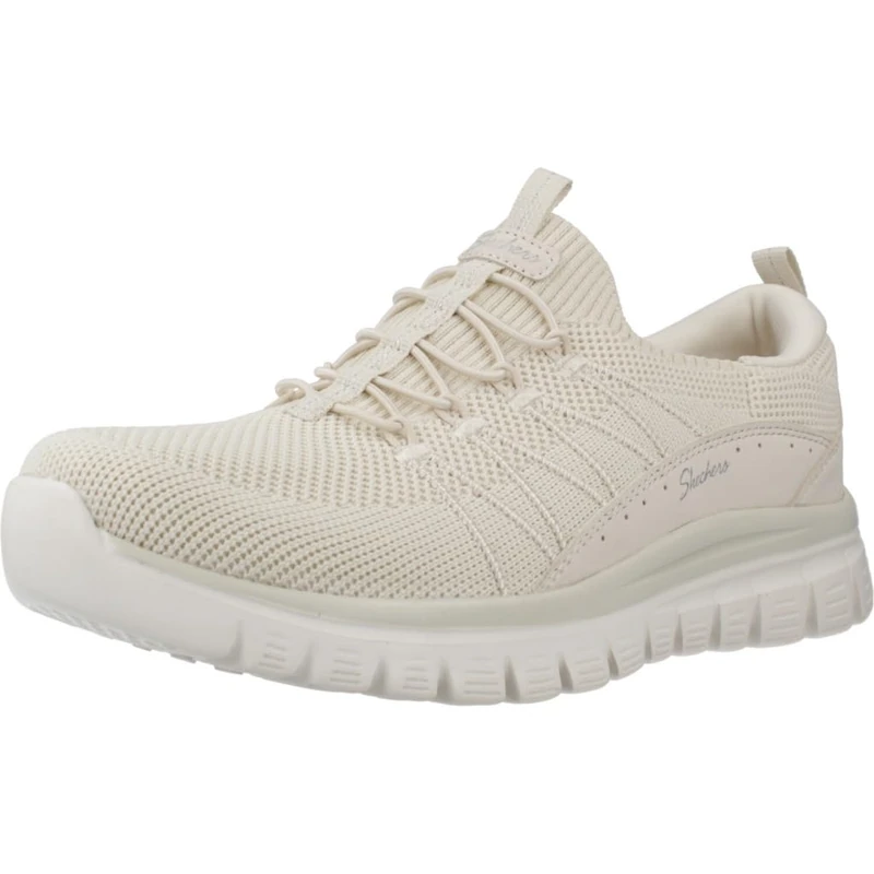 Skechers Women's Graceful Picture Perfect Slip-On Sneakers, Off White Knit/Duraleather, 5 UK