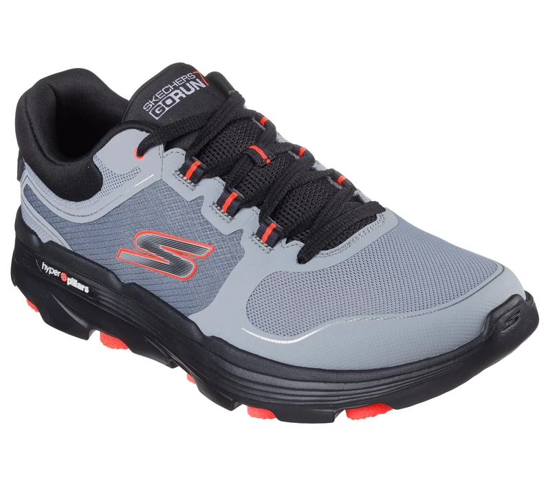 Skechers Men's Go Run 7.0 Full Range Sneaker, Grey and Coral Textile/Synthetic, 12 UK