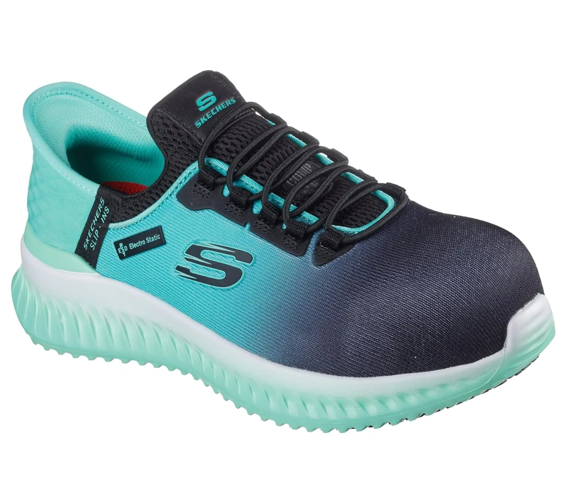 Skechers Women's Tilido Ombray Slip-On Sneakers, Black Teal Textile/Synthetic, 6 UK