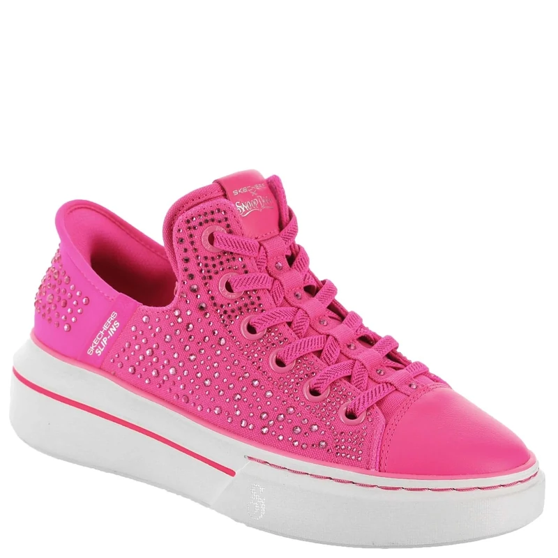 Skechers Women's Snoop One Rhine-Stoned Sneaker, Pink Rhinestone Canvas, 3 UK