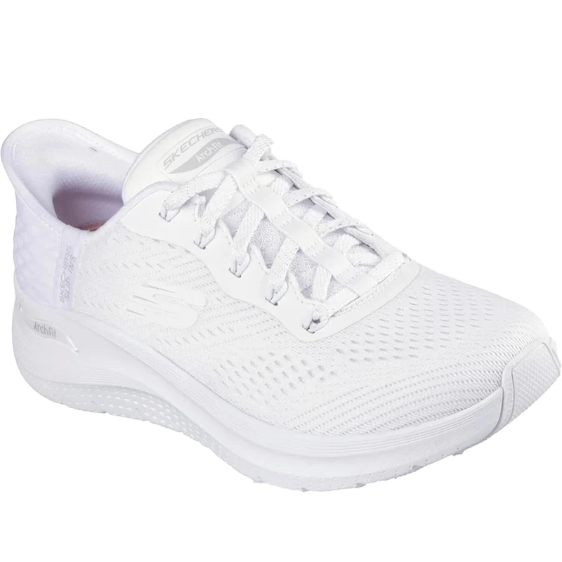 Skechers Women's Arch Fit 2.0 Easy Chic Slip-On Sneakers, White Mesh/Light Gray Trim, 6.5 UK