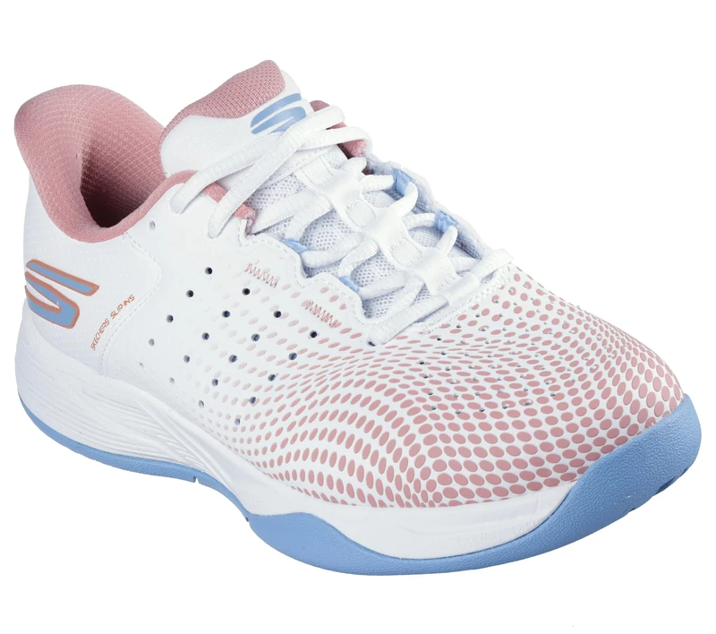 Skechers Women's Skechers Viper Court Reload Pickleball-Shoes, White Synthetic/Textile/Blue Trim, 4 UK