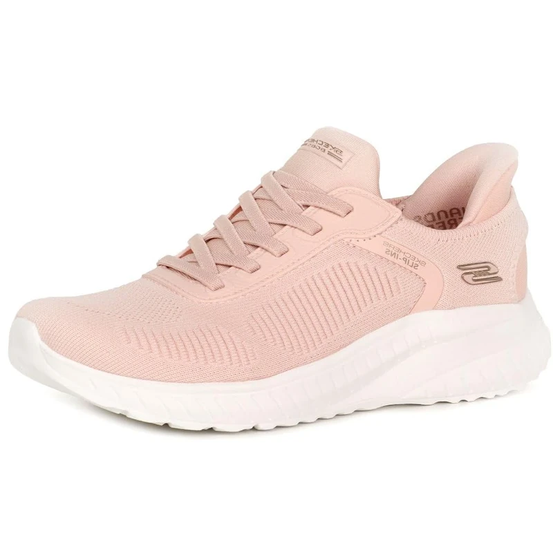 Skechers Women's Bobs Squad Chaos Current Muse Sneaker, Light Pink Textile, 8 UK