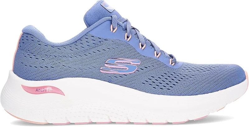 Skechers Women's Arch Fit 2.0 Big League Sneaker, Blue Mesh/Pink Trim, 5 UK