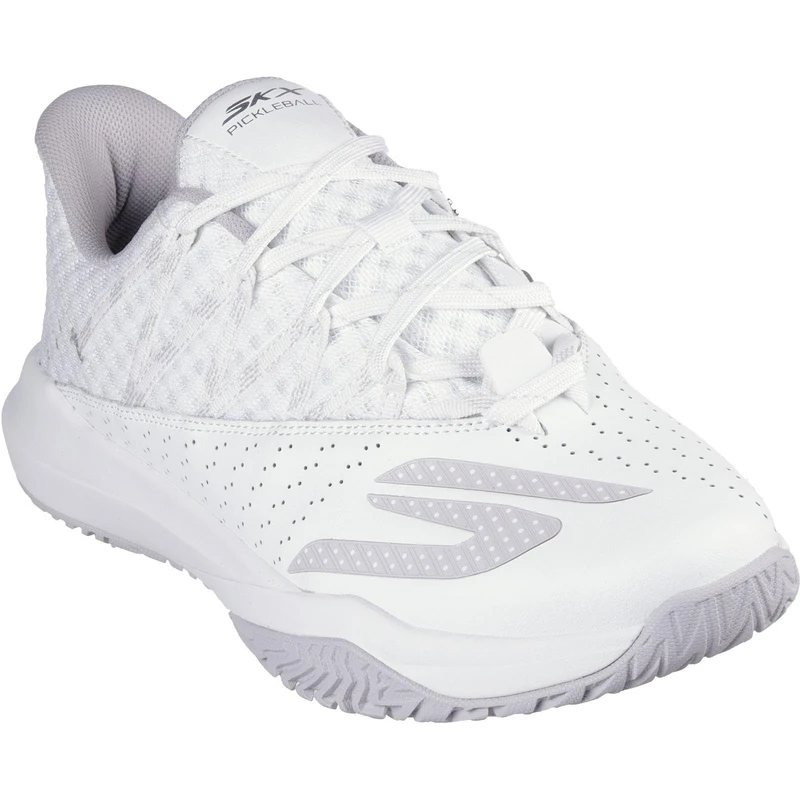 Skechers Men's Viper Court Rally Pickleball-Shoes, White Leather/Mesh/Trim, 10 UK