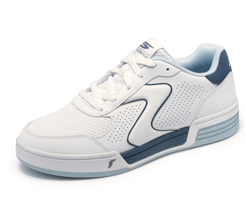 Skechers Men's Viper Court Classic Pickleball-Shoes, White Leather/Synthetic/Textile/Blue Trim, 6.5 UK