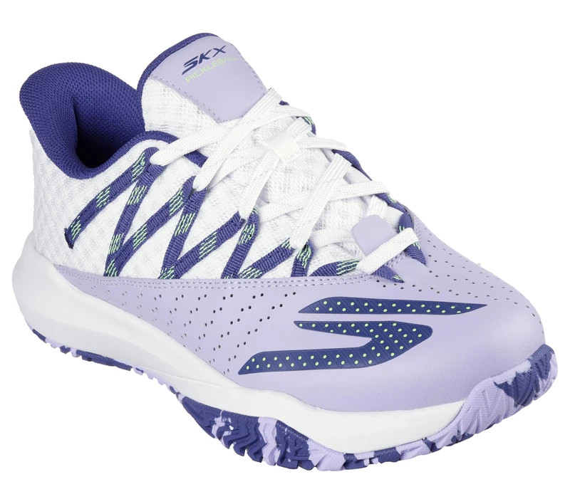 Skechers Women's Skechers Viper Court Rally Pickleball-Shoes, White Leather/Purple Mesh, 4.5 UK