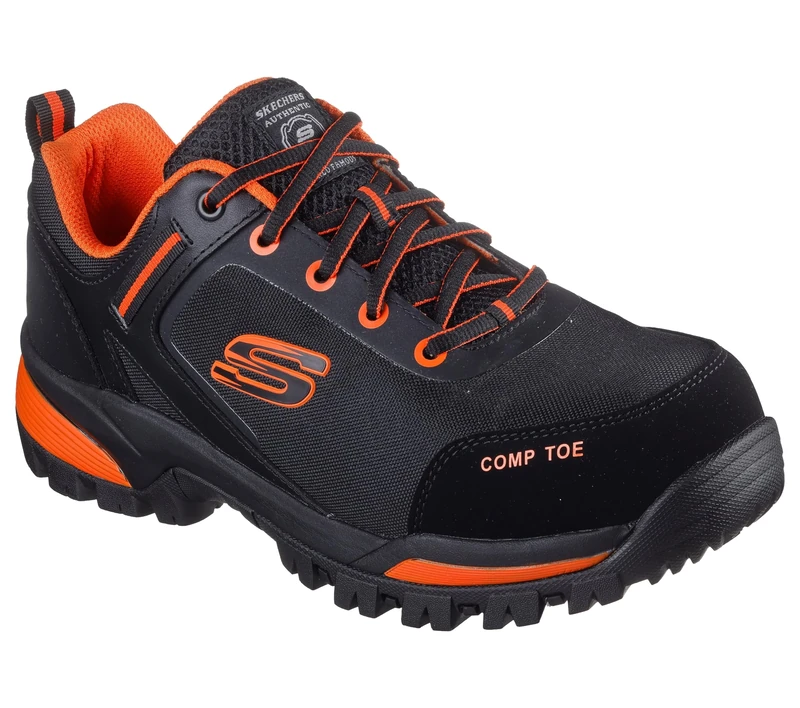 Skechers Men's Gatlon Strigax Construction Boot, Black Orange Leather/Synthetic/Textile, 7 UK