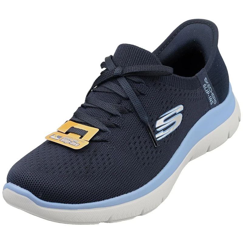 Skechers Women's Summits New Daily Slip-On Sneakers, Navy Knit/Blue Trim, 4 UK