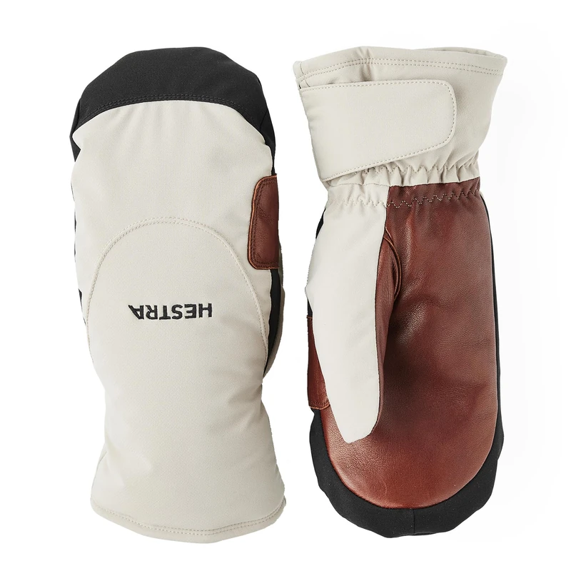 Hestra Unisex CZone Mellow Mitt, Waterproof & Windproof Insulated Leather Mitten for Alpine Skiing & Snowboarding, Men & Women - Beige - 8 - Image 1