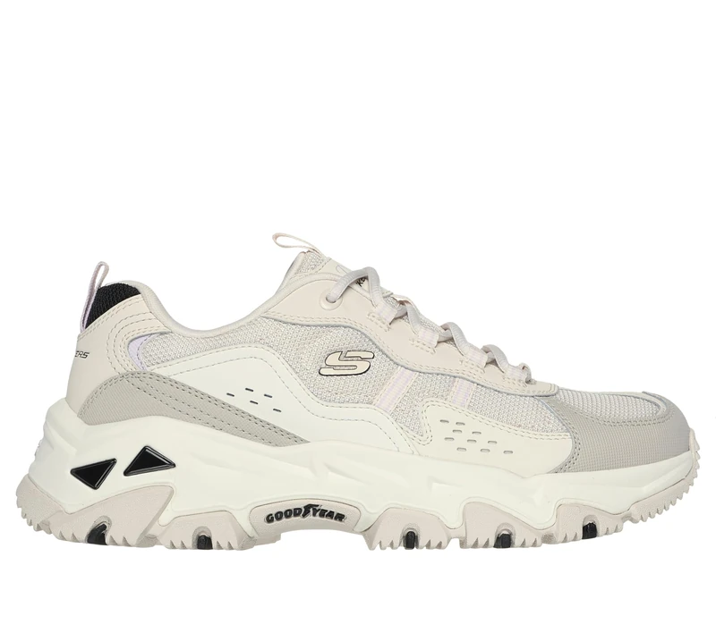 Skechers Women's D'Lites Hiker Sneaker, Natural Leather/Synthetic/Multi Trim, 4.5 UK