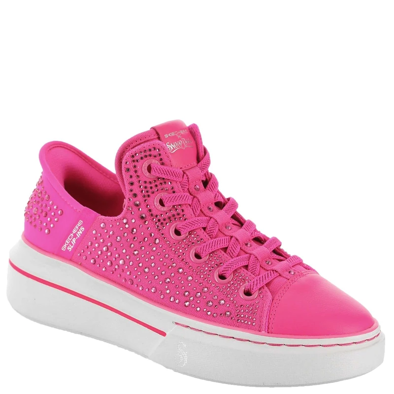 Skechers Women's Snoop One Rhine-Stoned Slip-On Sneakers, Pink Rhinestone Canvas, 5 UK